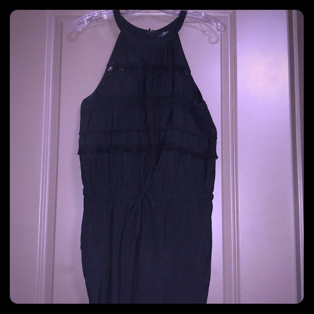 Black fringe high neck jumpsuit